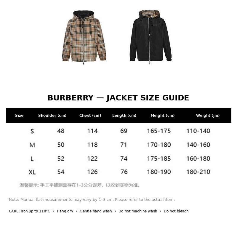 Burberry Casual Jacket#10 - English Size Chart