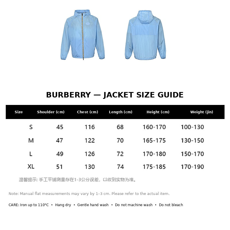 Burberry Casual Jacket#27 - English Size Chart