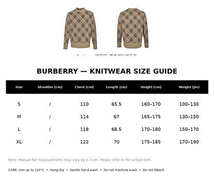 Burberry Casual Knitwear#01 - English Size Chart