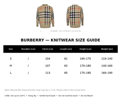 Burberry Casual Knitwear#09 - English Size Chart