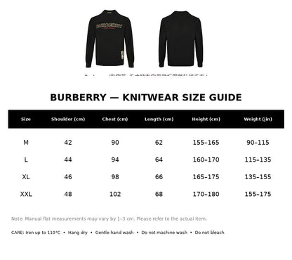 Burberry Casual Knitwear#12 - English Size Chart