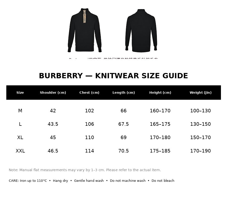 Burberry Casual Knitwear#14 - English Size Chart