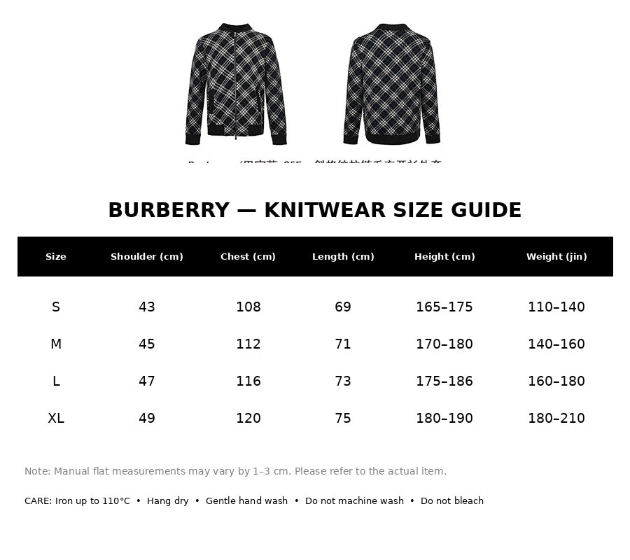 Burberry Casual Knitwear#15 - English Size Chart