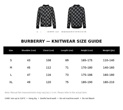 Burberry Casual Knitwear#15 - English Size Chart