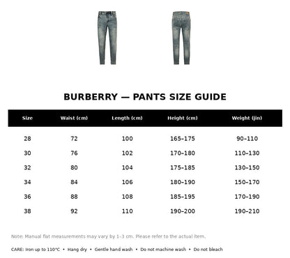 Burberry Casual Pants#01 - English Size Chart