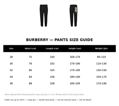 Burberry Casual Pants#05 - English Size Chart