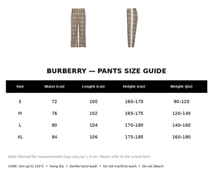 Burberry Casual Pants#08 - English Size Chart