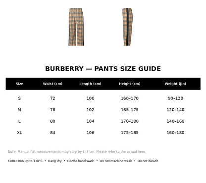 Burberry Casual Pants#10 - English Size Chart