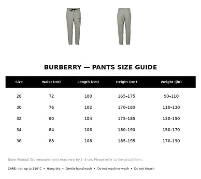 Burberry Casual Pants#17 - English Size Chart