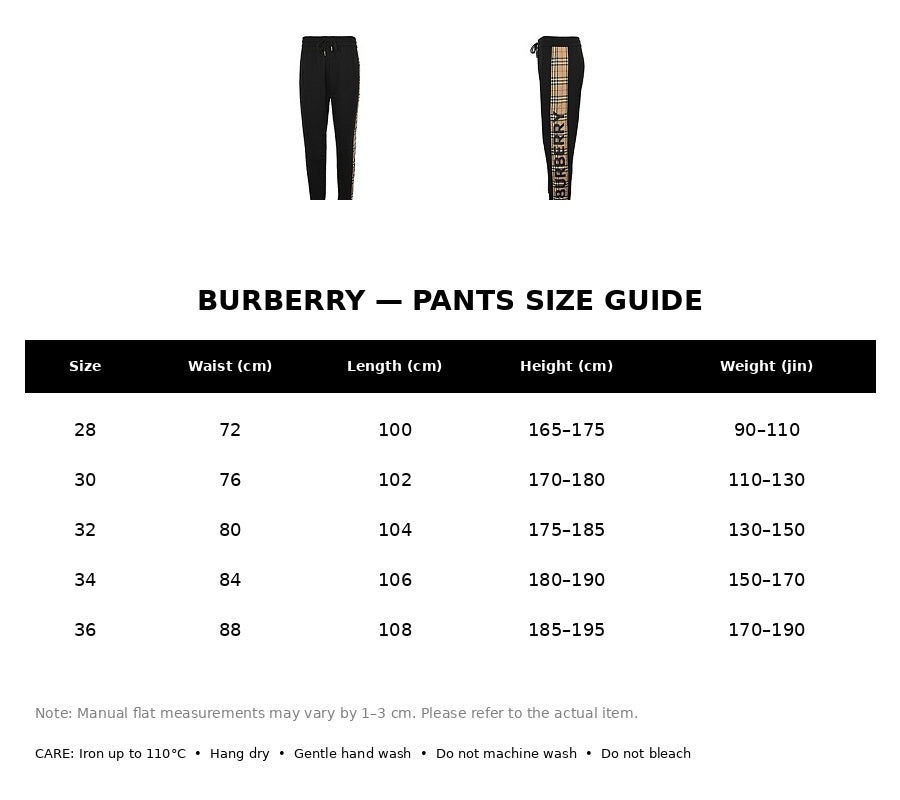 Burberry Casual Pants#19 - English Size Chart