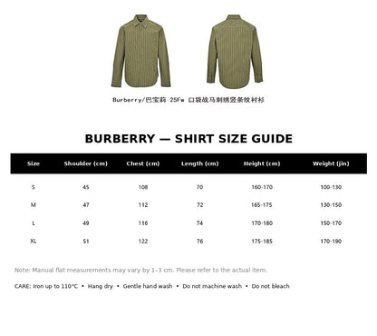 Burberry Casual Shirt#20 - English Size Chart