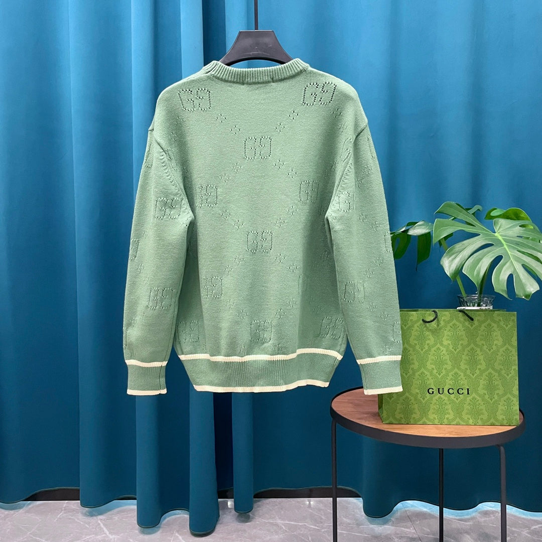 Gucci Jacquard Open-Knit Crewneck Sweater - Image 3