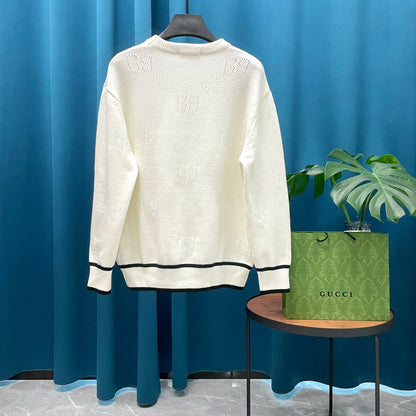 Gucci Jacquard Open-Knit Crewneck Sweater - Image 5