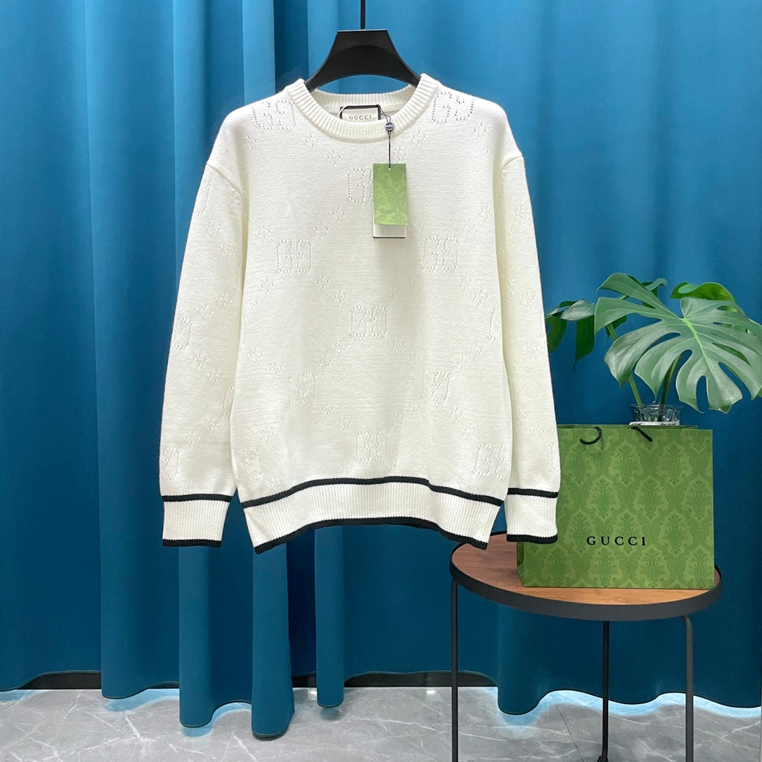 Gucci Jacquard Open-Knit Crewneck Sweater - Image 4