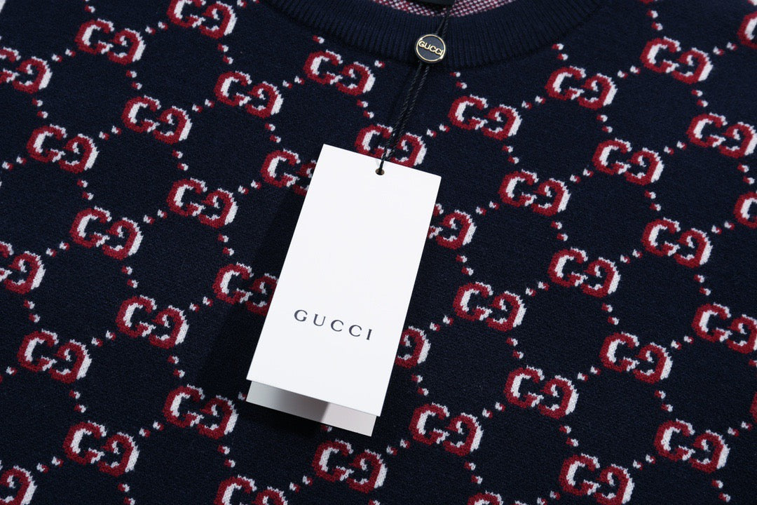 Gucci Monogram Double-G Jacquard Crewneck Sweater 39lVig - Image 4