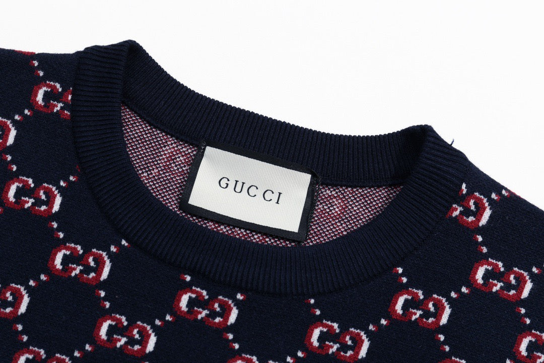 Gucci Monogram Double-G Jacquard Crewneck Sweater 39lVig - Image 3