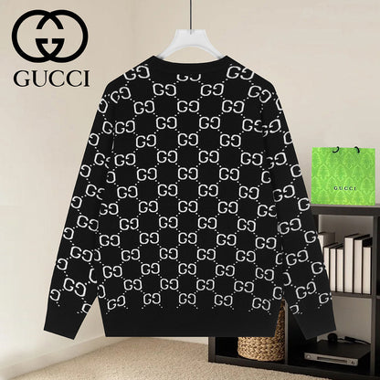 Gucci Monogram Double-G Jacquard Crewneck Sweater - Image 11