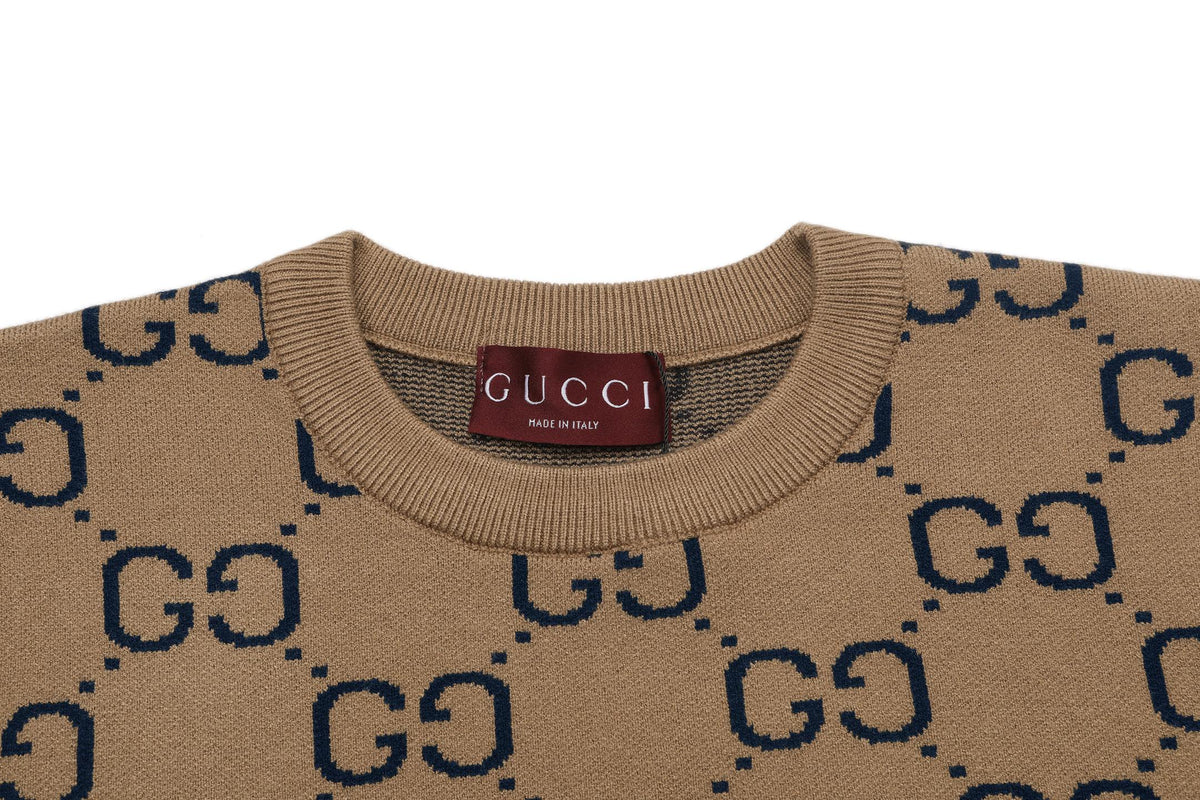 Gucci Monogram Double-G Jacquard Crewneck Sweater - Image 3