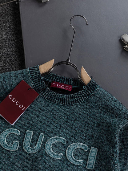Gucci Double-G Embroidered Short-Sleeve Knit Top - Image 4